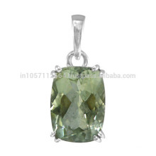 925 plata esterlina y verde natural amatista piedras preciosas conjunto de baile de diseño colgante